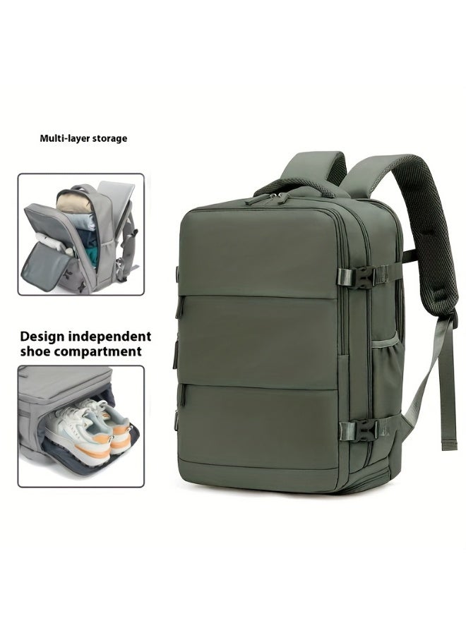 AETHER Durable Military Green Laptop Backpack for Business Travel and Students with 17 Inch Laptop Compartment Tablet Pocket Shoe Bag Adjustable Shoulder Strap (43cm x 18cm x 30cm) - Image 1