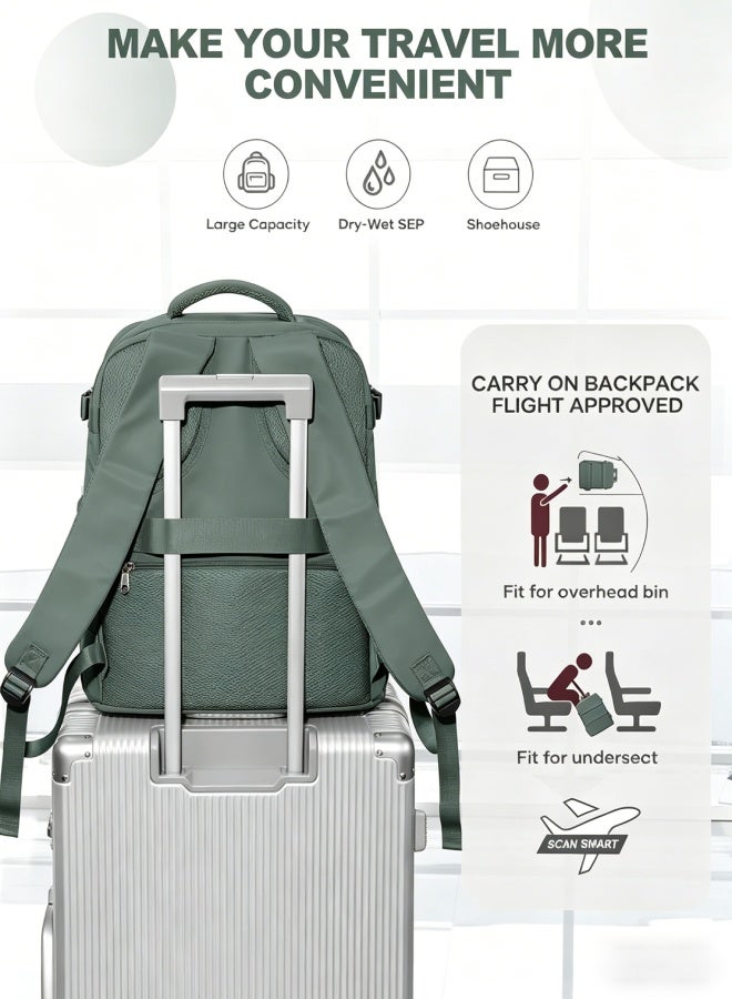 AETHER Durable Military Green Laptop Backpack for Business Travel and Students with 17 Inch Laptop Compartment Tablet Pocket Shoe Bag Adjustable Shoulder Strap (43cm x 18cm x 30cm) - Image 5