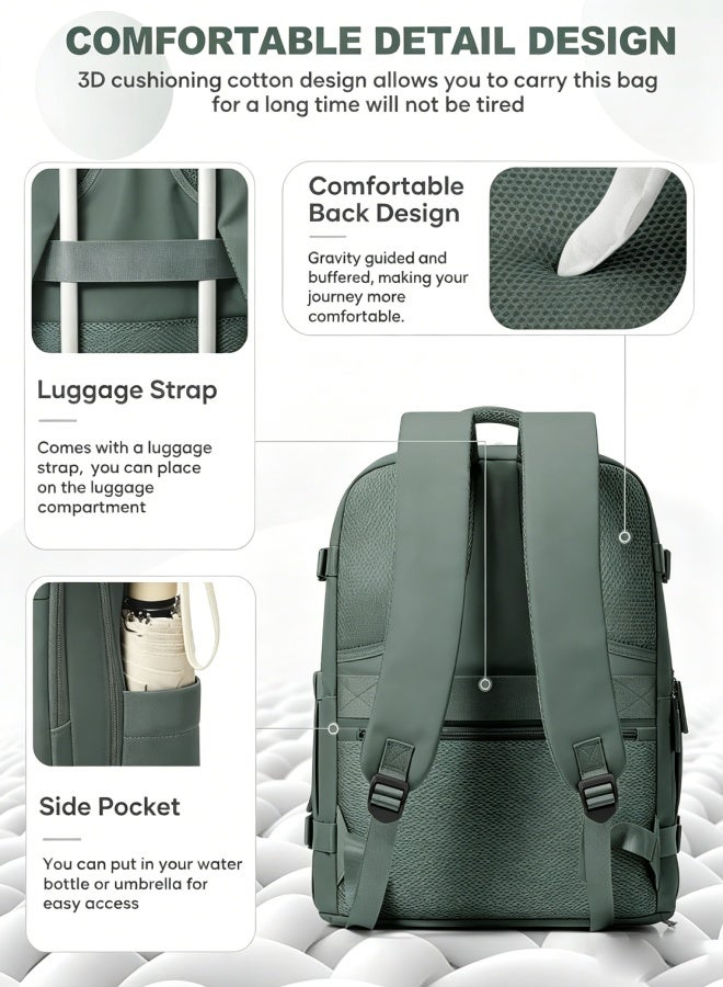 AETHER Durable Military Green Laptop Backpack for Business Travel and Students with 17 Inch Laptop Compartment Tablet Pocket Shoe Bag Adjustable Shoulder Strap (43cm x 18cm x 30cm) - Image 3