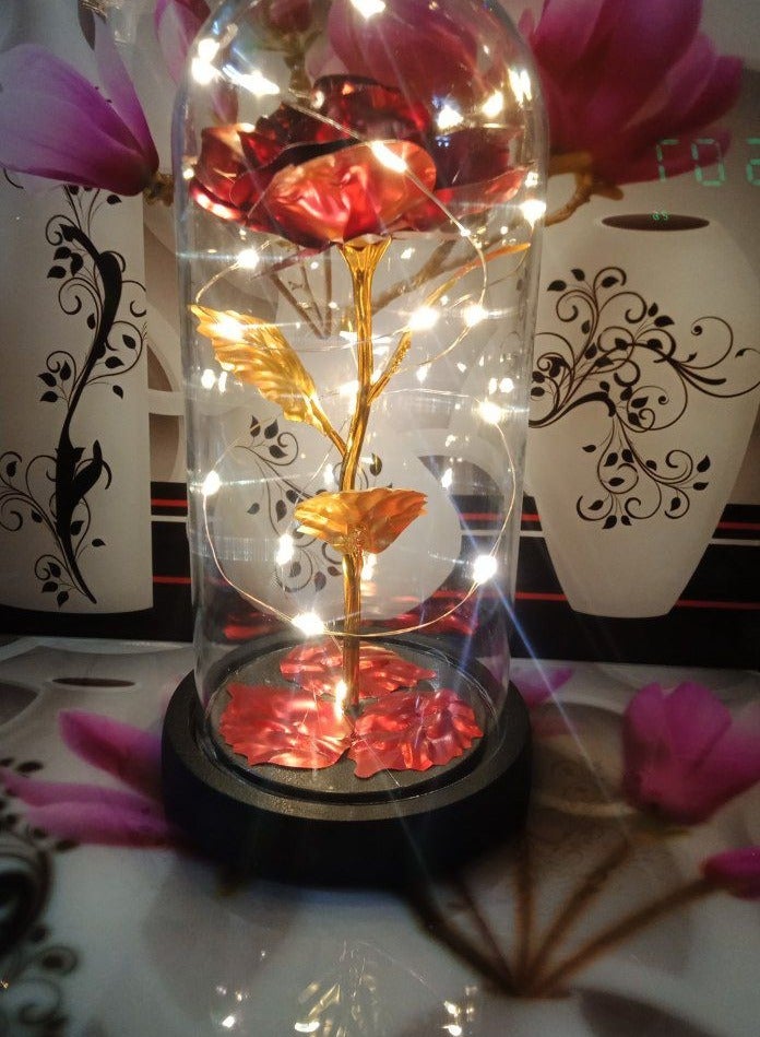 Home Decor Led Light The Little Prince Rose Flower Night Light Glass Lampshade Artificial Rose Flower Table Lights Home Decoration Gift For Valentine'S Day, Mother'S Day, Anniversary, Birthday, Wedding, - Image 2