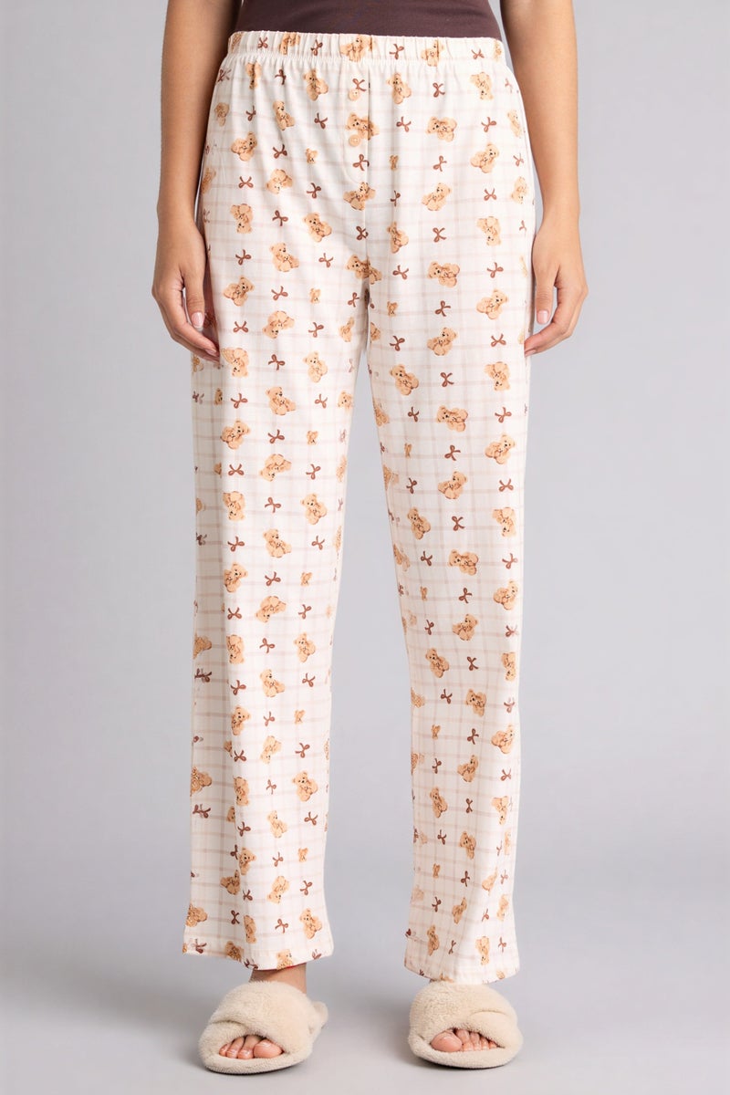 DeFacto Beige Woman Regular Fit Pajama Pants Casual - Image 4