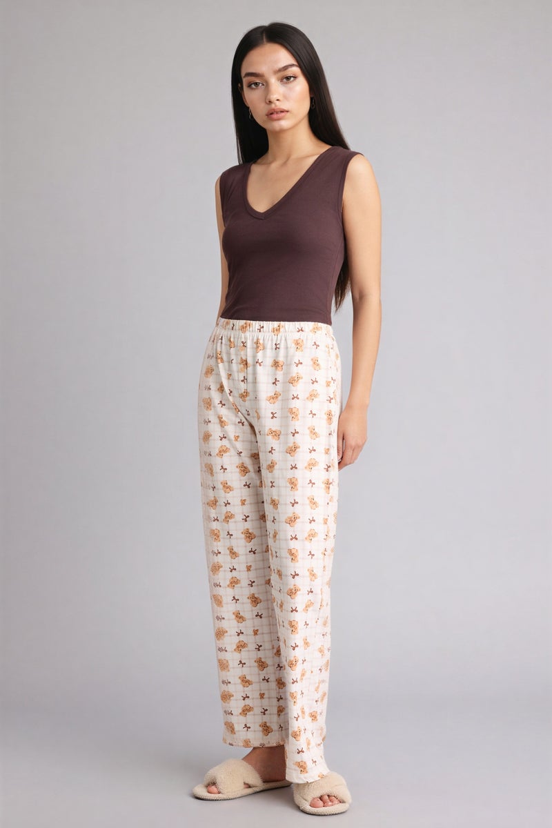 DeFacto Beige Woman Regular Fit Pajama Pants Casual - Image 3