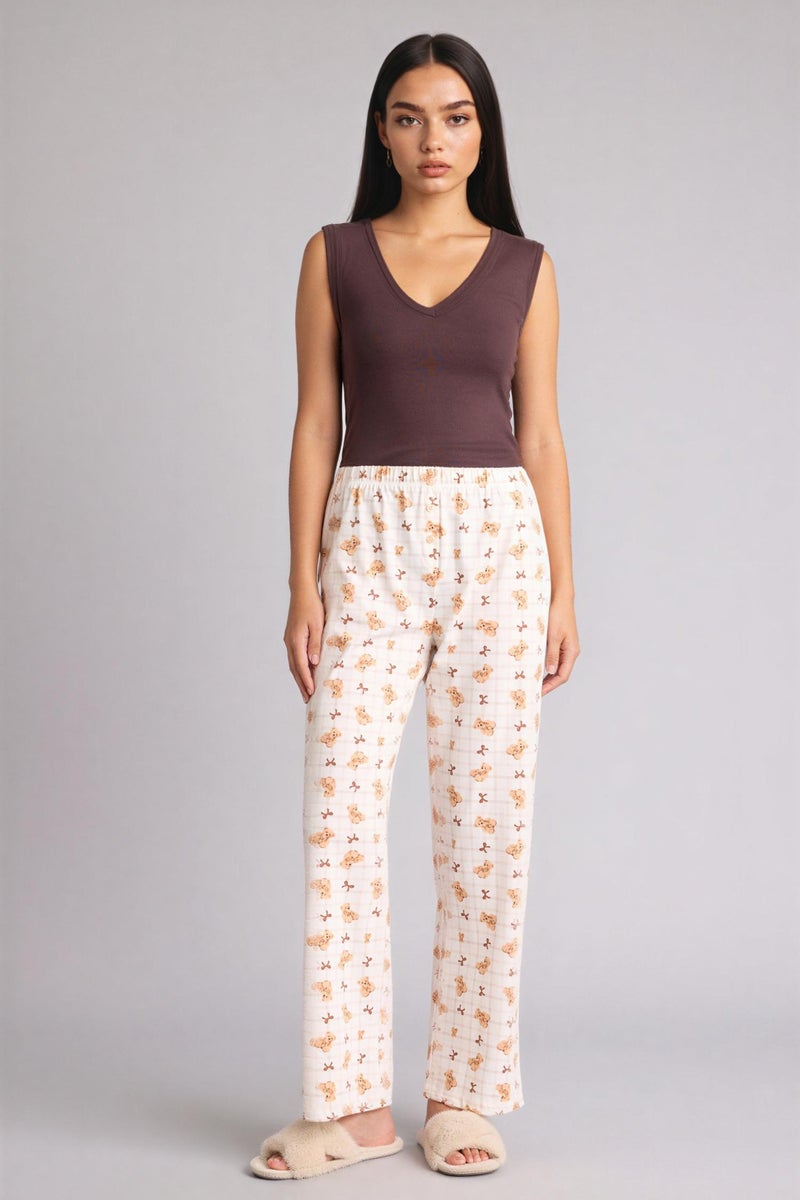 DeFacto Beige Woman Regular Fit Pajama Pants Casual - Image 1