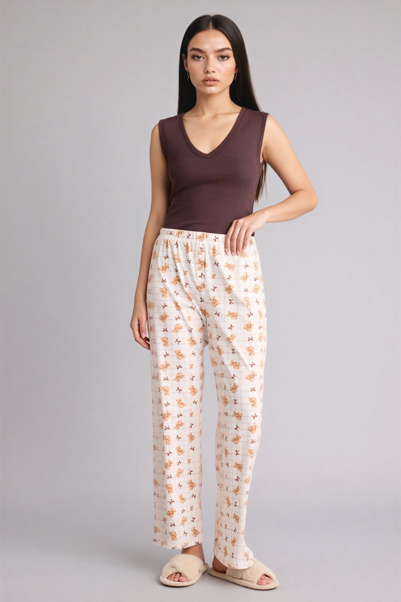 DeFacto Beige Woman Regular Fit Pajama Pants Casual - Image 2