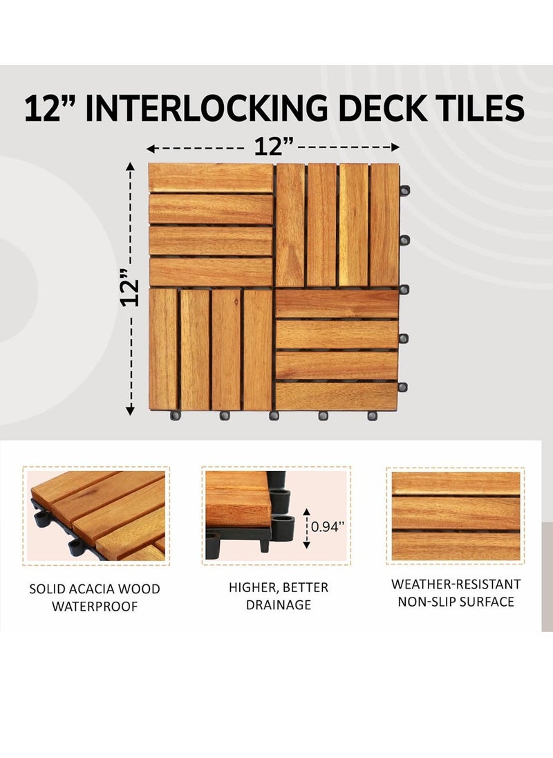 Generic 𝐅𝐅𝐃 Unique Patterns Durable Wood Decking Tiles with Snap Plastic Base 31x31x3 cm | Waterproof & Weather-Resistant  - Image 2