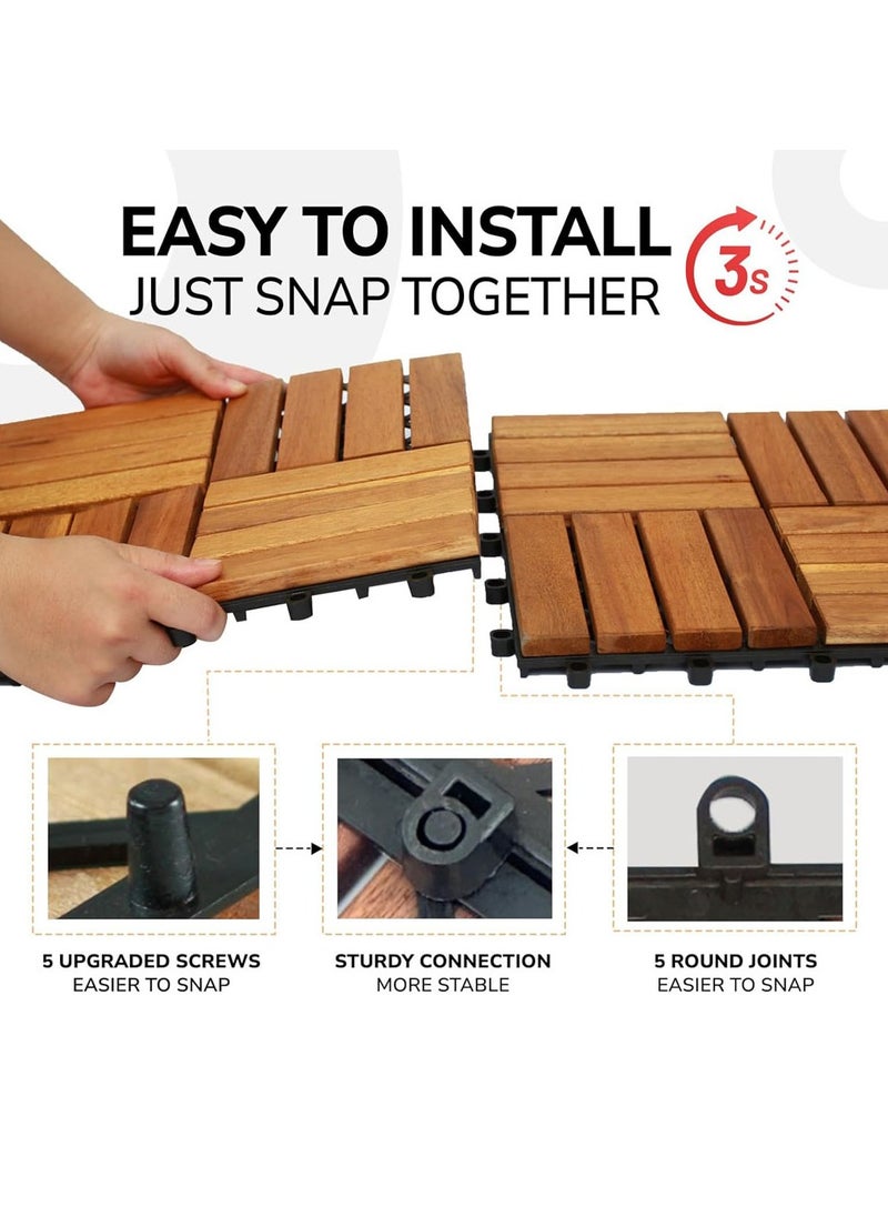 Generic 𝐅𝐅𝐃 Unique Patterns Durable Wood Decking Tiles with Snap Plastic Base 31x31x3 cm | Waterproof & Weather-Resistant  - Image 4
