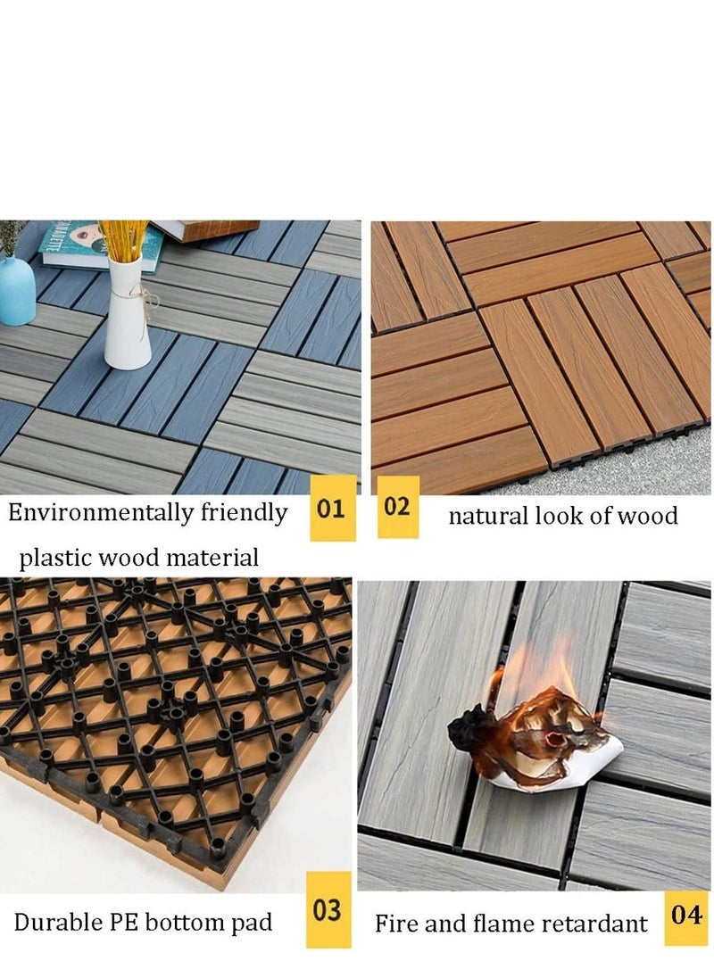 Generic 𝐅𝐅𝐃 Unique Patterns Durable Wood Decking Tiles with Snap Plastic Base 31x31x3 cm | Waterproof & Weather-Resistant  - Image 5