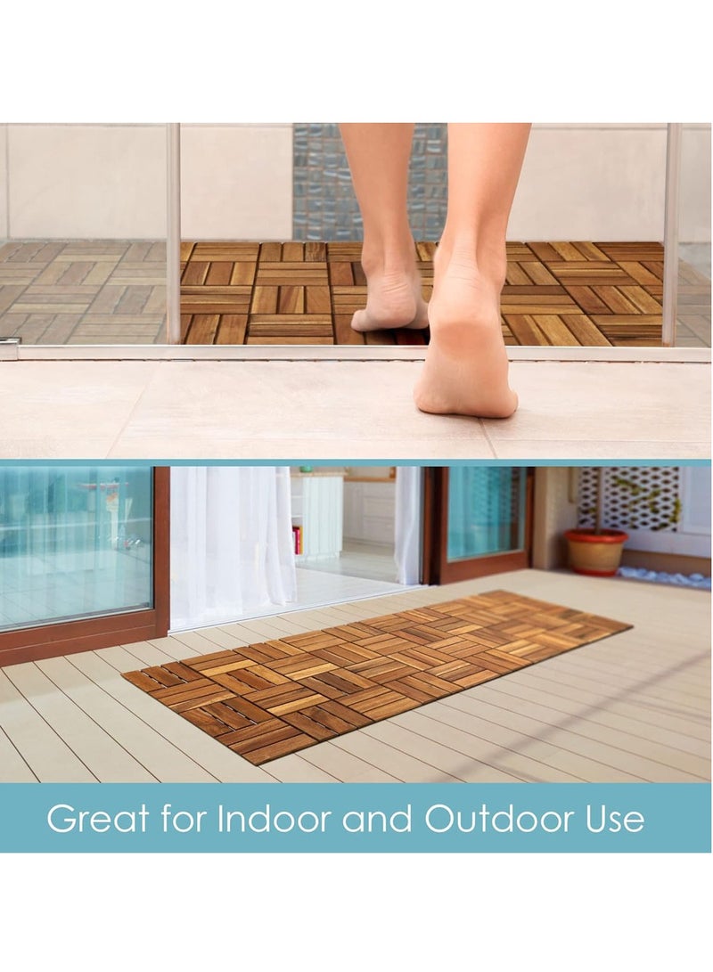 𝐅𝐅𝐃 Unique Patterns Durable Wood Decking Tiles with Snap Plastic Base 31x31x3 cm | Waterproof & Weather-Resistant