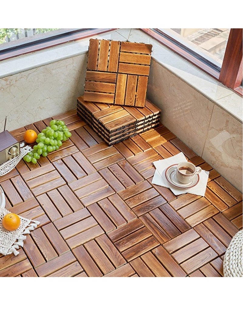 𝐅𝐅𝐃 Unique Patterns Durable Wood Decking Tiles with Snap Plastic Base 31x31x3 cm | Waterproof & Weather-Resistant