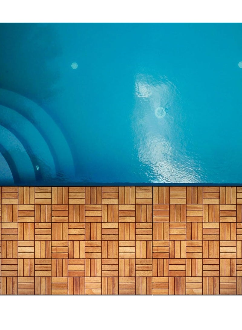 𝐅𝐅𝐃 Unique Patterns Durable Wood Decking Tiles with Snap Plastic Base 31x31x3 cm | Waterproof & Weather-Resistant