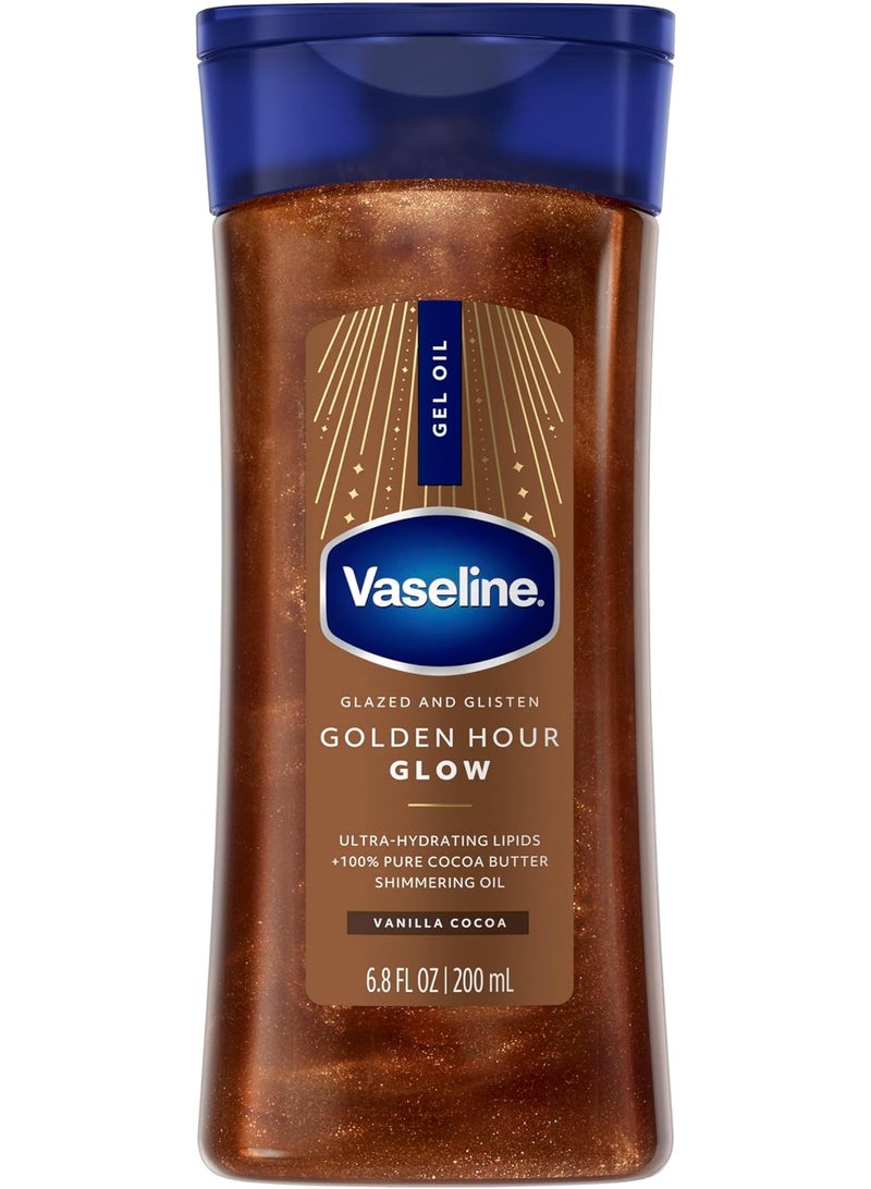 Vaseline Glazed & Glisten Golden Hour Body Gel Oil 200ml – Vanilla Cocoa Glow Shimmering Body Oil with Cocoa Butter - Image 1