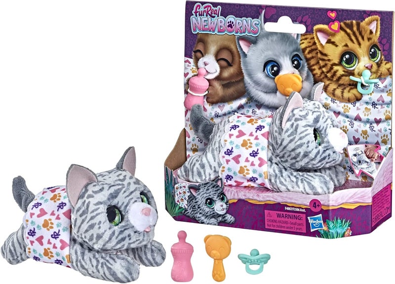 فور ريل هاسبرو FurReal Newborns F4087 لعبة قطيفة تفاعلية مع مؤثرات صوتية، تغمض العيون، من سن 4 سنوات، متعدد الألوان - Image 2