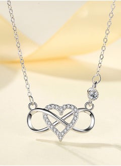 Generic Women's Necklace,S925 Sterling Silver Heart with Butterfly Bow Pendant with Chain,Fashion Jewelry Necklaces Gift for Women,Girlfriend,Wife,Lovers,Dating,Birthday-Silver  - Image 1