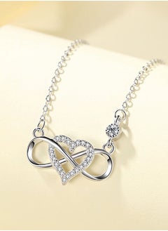 Generic Women's Necklace,S925 Sterling Silver Heart with Butterfly Bow Pendant with Chain,Fashion Jewelry Necklaces Gift for Women,Girlfriend,Wife,Lovers,Dating,Birthday-Silver  - Image 2