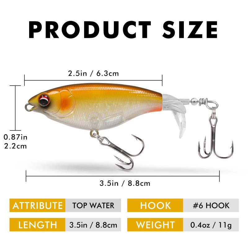 TRUSCEND طُعوم TRUSCEND للصيد مع خطافات BKK، طُعوم Whopper للصيد في المياه العذبة أو المالحة، طُعوم عائمة لسمك الباس وسمك القط وسمك البيك، طُعوم اهتزازية لسمك الباس، هدايا صيد للرجال - Image 2