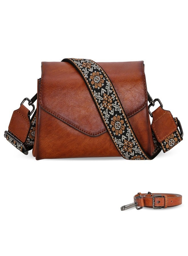 HESHE Leather Crossbody Bags for Women Shoulder Handbags Satchel Purses Lightweight Functional Bags with 2 Adjustable Strap (Brown) - Image 1