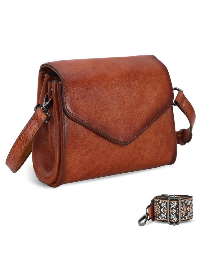 HESHE Leather Crossbody Bags for Women Shoulder Handbags Satchel Purses Lightweight Functional Bags with 2 Adjustable Strap (Brown) - Image 4