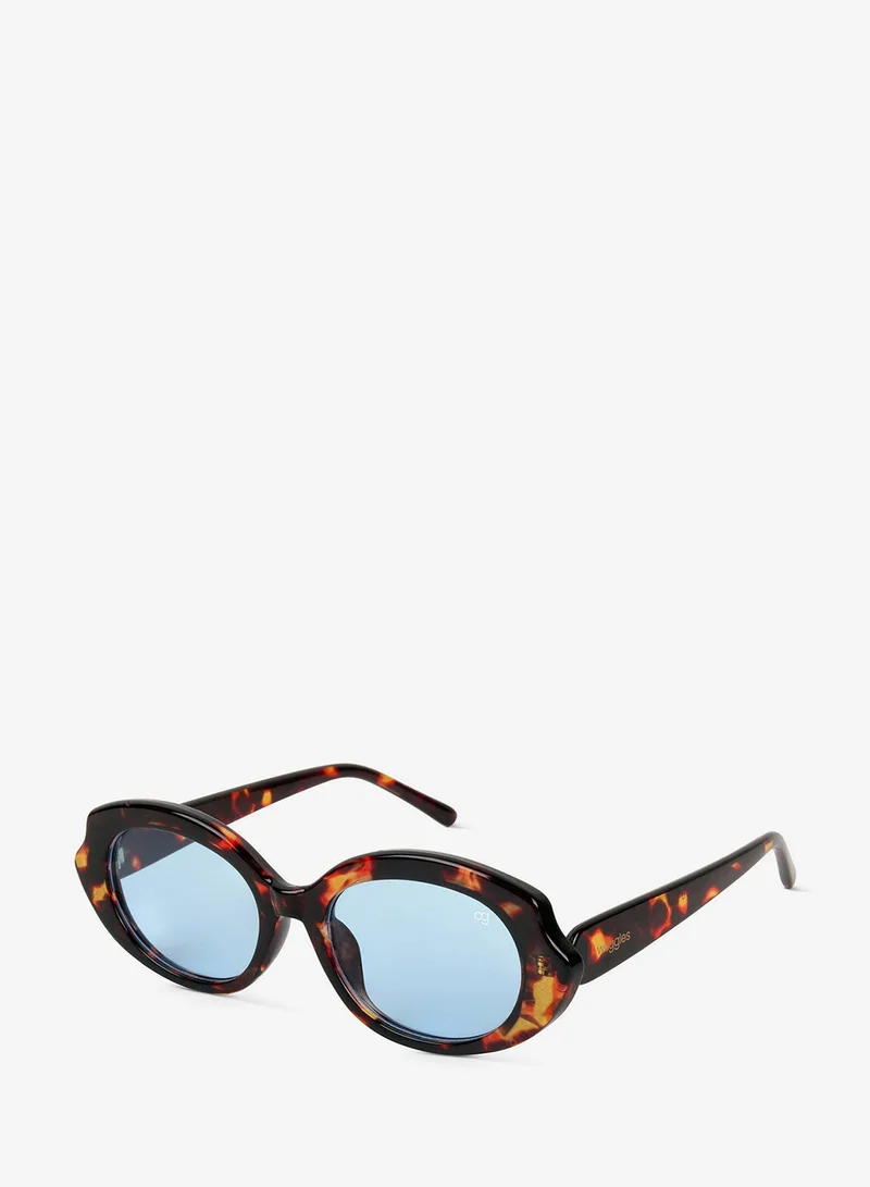Woggles Designer Blue Oval Sunglasses| Men & Women| 100% Uv Protection