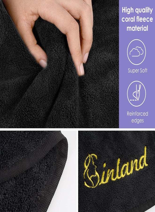 Sinland منشفة يد ميكروفايبر معلقة من SINLAND ناعمة وامتصاصها عالي، منشفة يد دائرية مع حلقة تعليق، قابلة للتعليق في المطبخ والحمام، 3 قطع باللون الأسود - Image 4