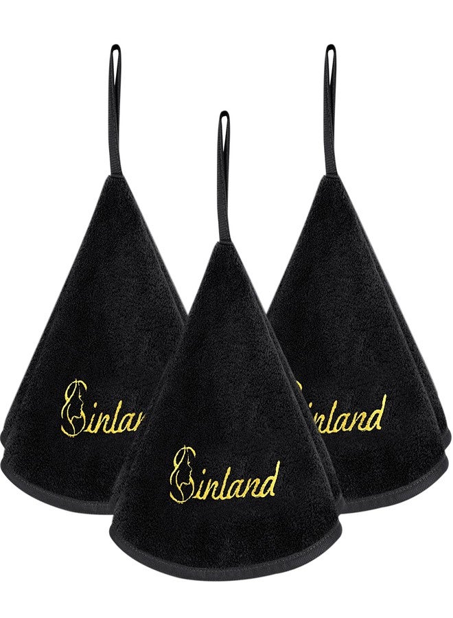 Sinland منشفة يد ميكروفايبر معلقة من SINLAND ناعمة وامتصاصها عالي، منشفة يد دائرية مع حلقة تعليق، قابلة للتعليق في المطبخ والحمام، 3 قطع باللون الأسود - Image 1