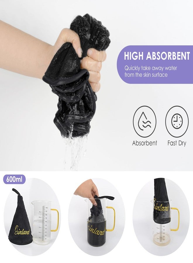 Sinland منشفة يد ميكروفايبر معلقة من SINLAND ناعمة وامتصاصها عالي، منشفة يد دائرية مع حلقة تعليق، قابلة للتعليق في المطبخ والحمام، 3 قطع باللون الأسود - Image 5