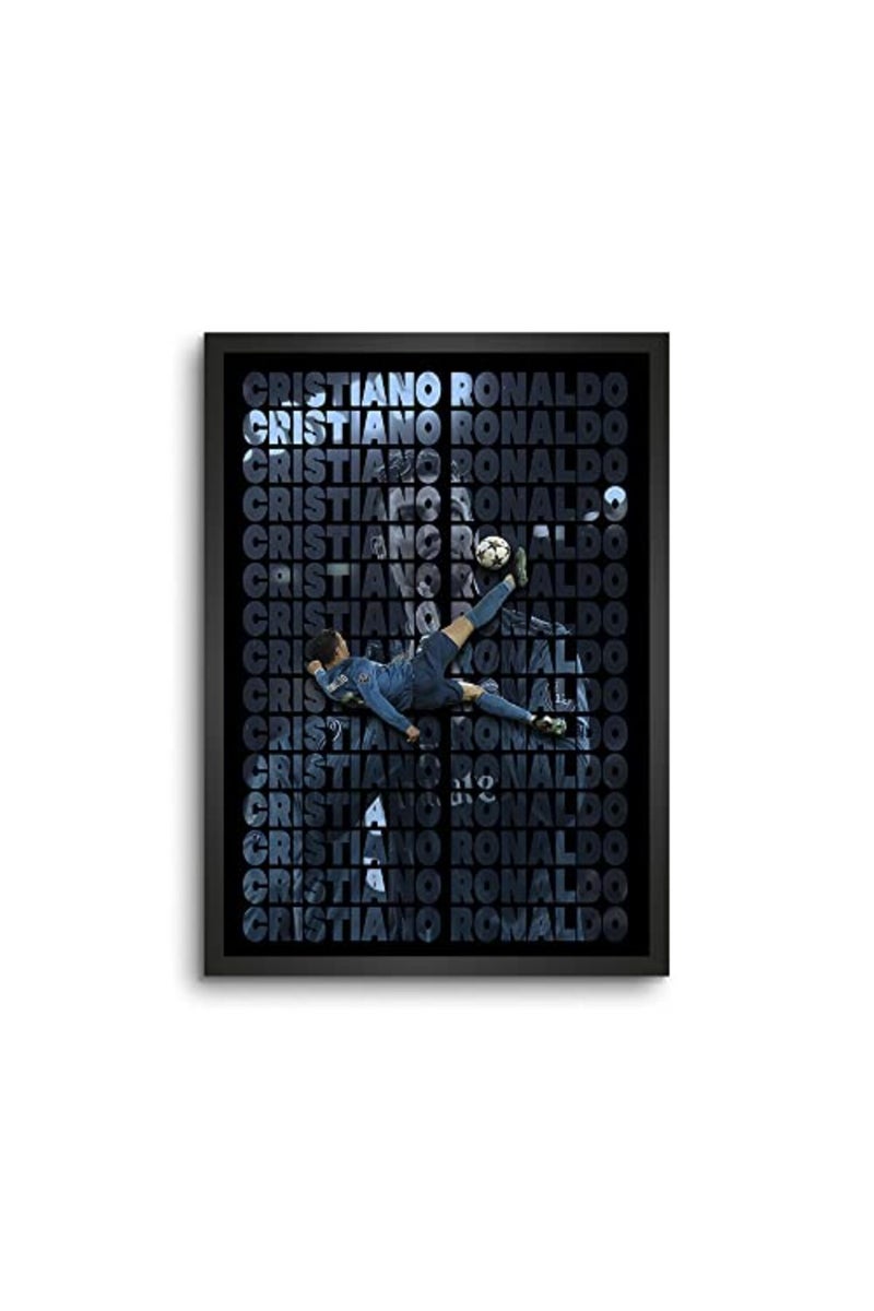 LAMRON Cristiano Ronaldo Best Goal Wall Decoration Art Framed Poster, 8 Inch x 12 Inch, Glass with 0.5 Inch Black Wooden Frame - Image 2