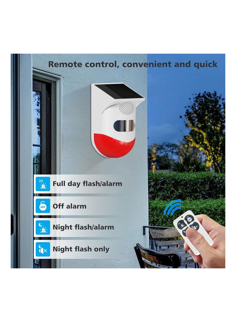 Security Solar Strobe Alarm Light with Motion Sensor Outdoor Alarm Siren with Remote Controller 120db Sound Light Waterproof for Home Farm Yard - Image 3