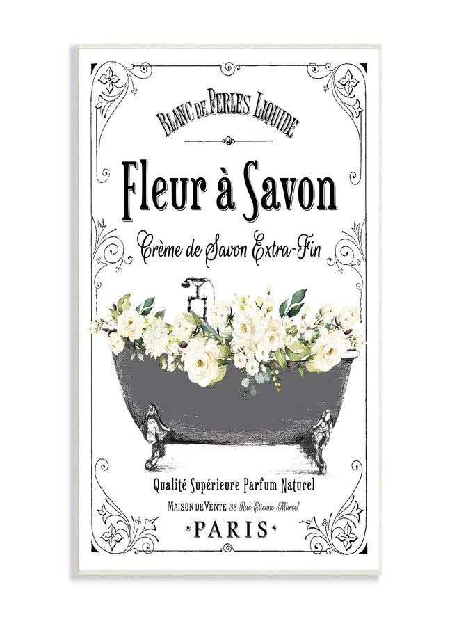 Stupell Industries Fleur a Savon Vintage Parisian Bathroom Floral Tub, Design by Lettered and Lined - Image 1