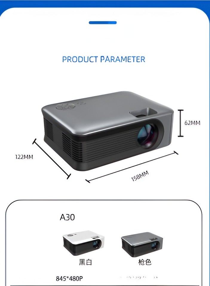 AROAQ 1080p high-definition projector, durable Portable Mini Projector, wireless same-screen video projector for home and office, (Basic model [without battery)  - Image 3