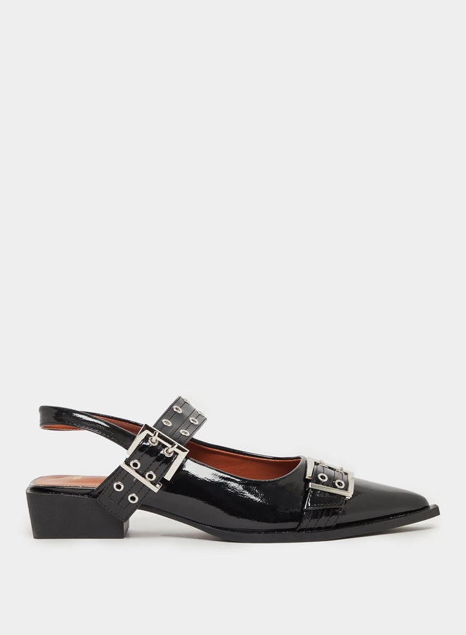 Styli Belted Pointed Toe Block Heel Shoes  - Image 2