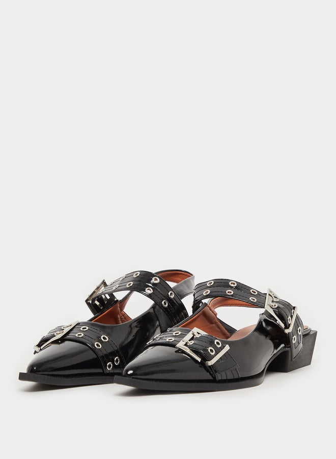 Styli Belted Pointed Toe Block Heel Shoes  - Image 3
