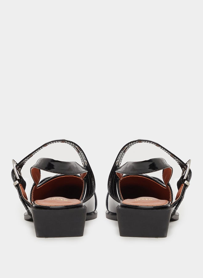Styli Belted Pointed Toe Block Heel Shoes  - Image 5
