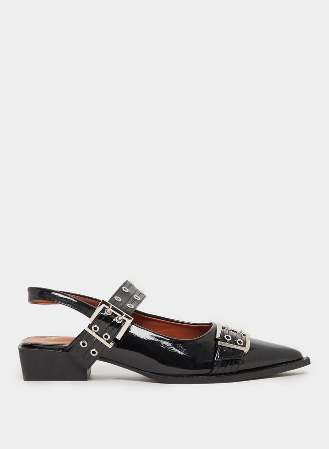 Styli Belted Pointed Toe Block Heel Shoes - Image 1