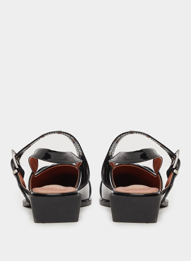 Styli Belted Pointed Toe Block Heel Shoes - Image 5