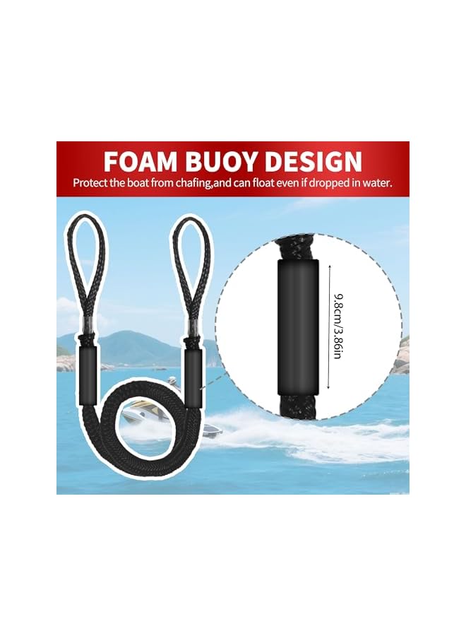 jaexest Bungee Dock Line,Boat Rope Stretchable Docking String with Foam Float for Pontoon Boat,seadoo,WaveRunner,Kayak,Boating Gifts for Men,2pack,4-5.5FT (Black) - Image 5