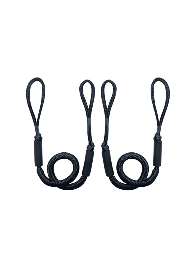 jaexest Bungee Dock Line,Boat Rope Stretchable Docking String with Foam Float for Pontoon Boat,seadoo,WaveRunner,Kayak,Boating Gifts for Men,2pack,4-5.5FT (Black) - Image 1