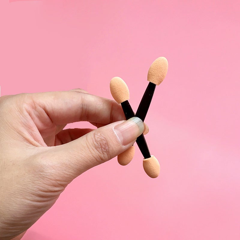 Factory Direct disposable eye shadow brush double-headed sponge eye shadow stick makeup brush skin white two-color eye shadow brush - Image 5