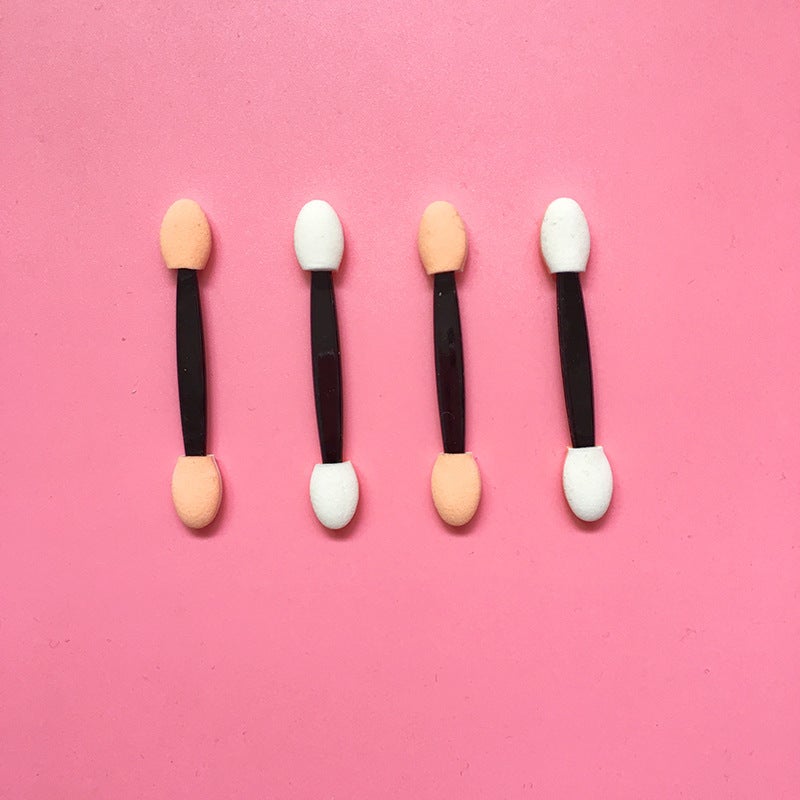 Factory Direct disposable eye shadow brush double-headed sponge eye shadow stick makeup brush skin white two-color eye shadow brush - Image 2