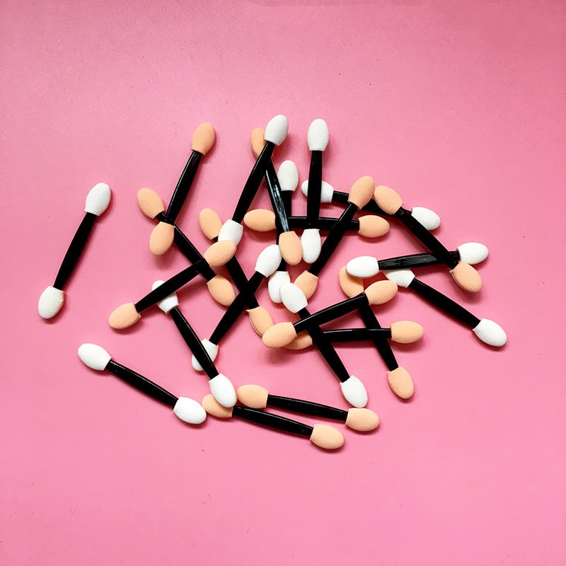 Factory Direct disposable eye shadow brush double-headed sponge eye shadow stick makeup brush skin white two-color eye shadow brush - Image 3