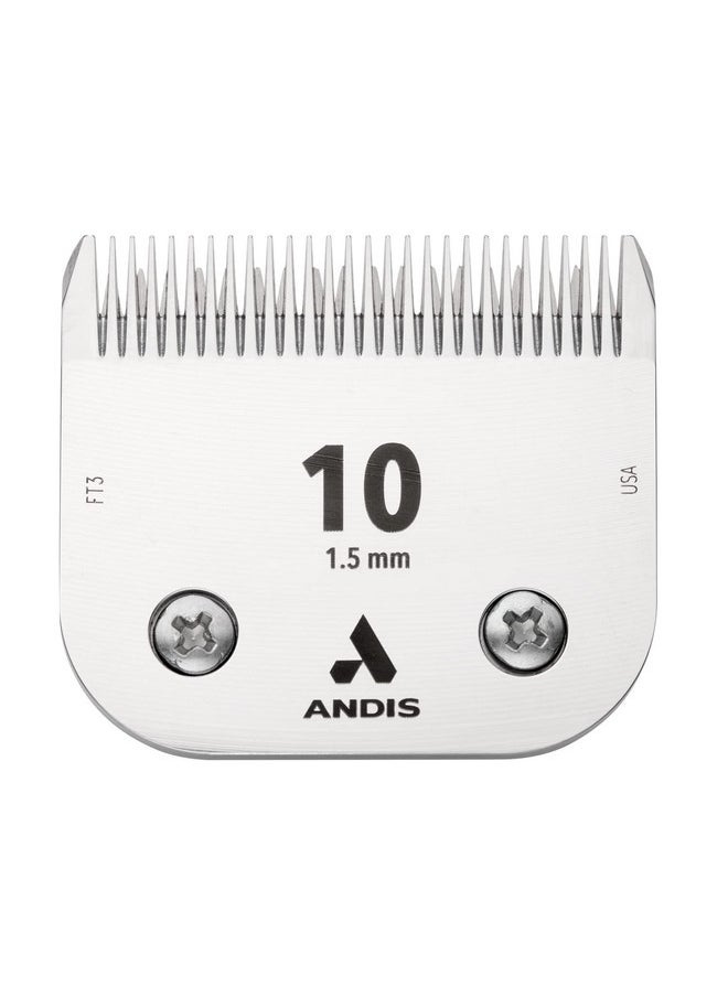 andis - 64315, Ceramic Edge Detachable Pet Clipper Blade  CarbonInfused Steel With Sharp Cutting Tech, Runs Cooler & Stays Sharper, Resists Rust & Heat, Size10  Fits Ag, Agc & Bdc Series, Chrome - Image 1