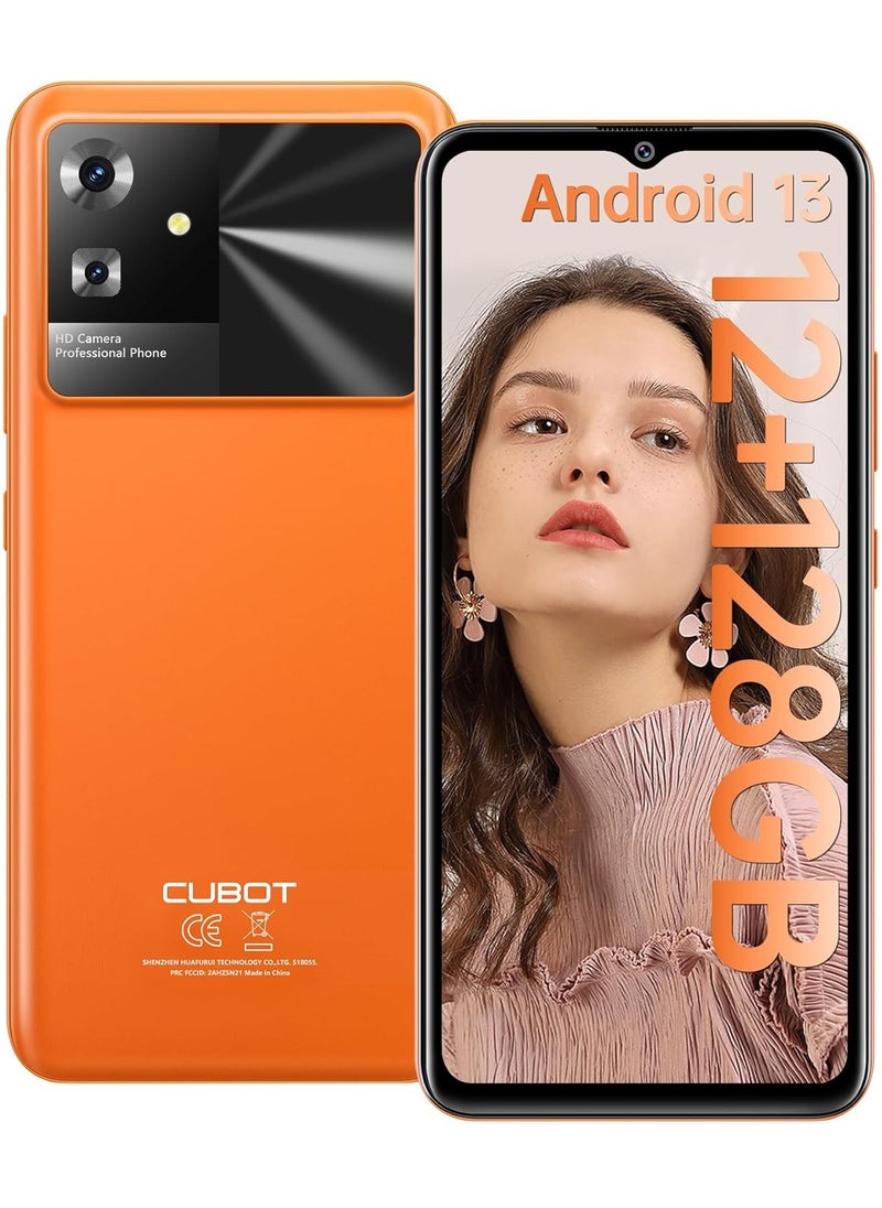 Cubot Note 21 Unlocked Cell Phone, Smartphone Android 13, 12GB RAM (6GB+6GB Extended), 128GB ROM, 5200mAh Battery 6.56" HD+ Display, 50MP Rear Camera, Dual SIM (Orange)  - Image 1
