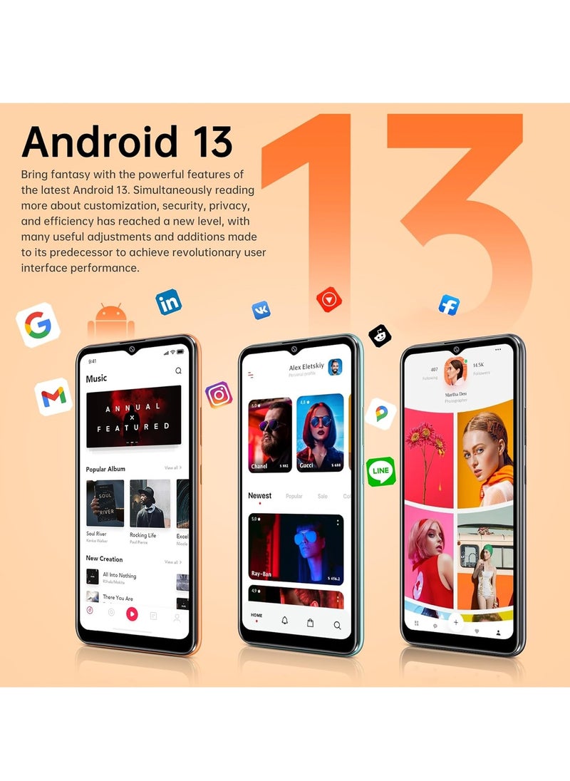 Cubot Note 21 Unlocked Cell Phone, Smartphone Android 13, 12GB RAM (6GB+6GB Extended), 128GB ROM, 5200mAh Battery 6.56" HD+ Display, 50MP Rear Camera, Dual SIM (Orange)  - Image 4