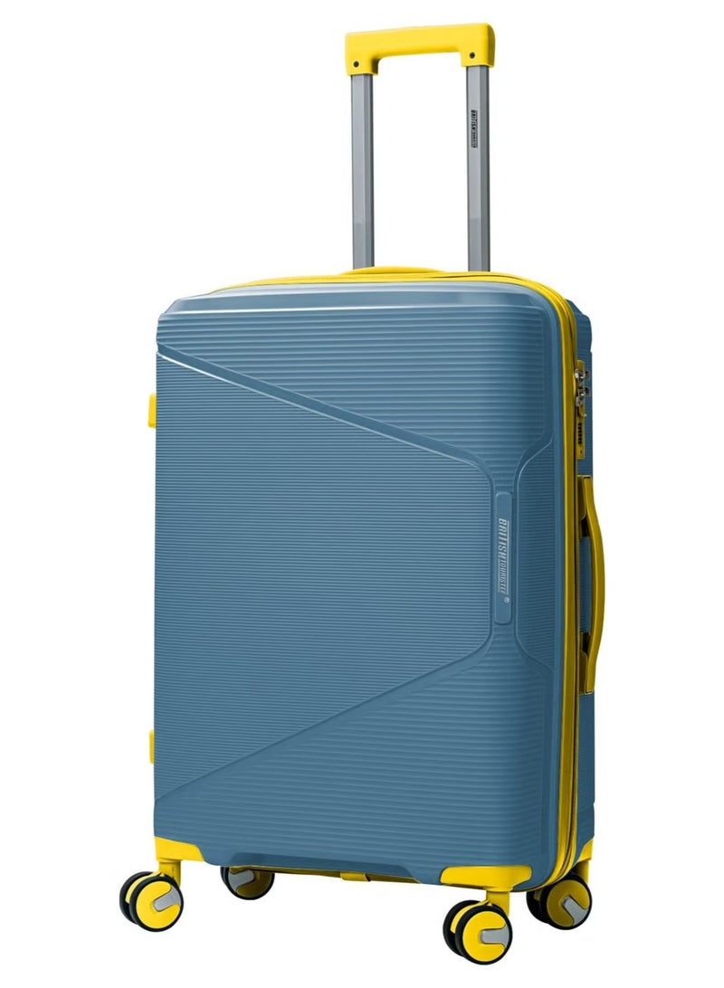 السياحية البريطانية طقم حقائب سفر صلبة من قطعتين (20 بوصة و24 بوصة) - حقائب سفر خفيفة الوزن من البولي بروبيلين مزودة بقفل إدارة أمن النقل وعجلات دوارة بزاوية 360 درجة - لون أزرق طاووسي - Image 2