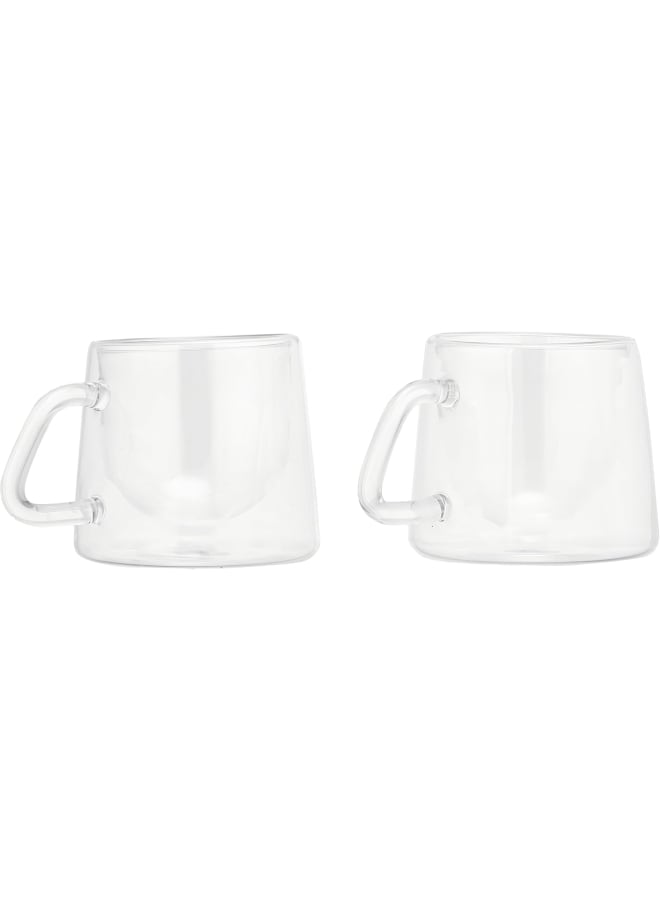 Zinnia Flat Double Glass Coffee Cup Set – 2 Pieces, 120 Ml - Image 1