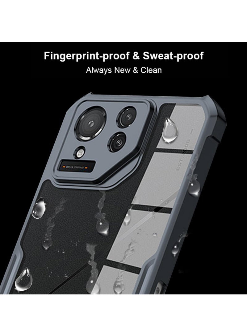 SYOSI Case for ASUS ROG Phone 8 Pro 5G with 1 Screen Protector, Ultra Thin Cover with Soft TPU Bumper, Acrylic Clear Back, Military Grade Airbag Drop Protection, Black - Image 4