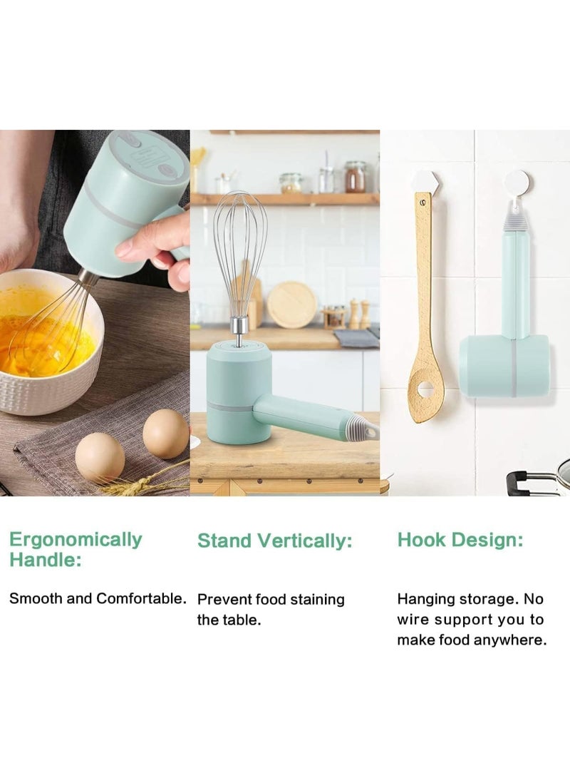 AASHLLC Electric Hand Mixer Mini Garlic Food Chopper 2 in 1, Handheld Egg Whisk 3-Speed Adjustable Cordless with 2 Beaters, Portable Beater USB Rechargeable, Kitchen Blender for Baking Cooking - Image 3