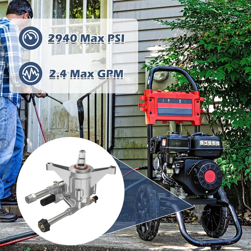 AgiiMan 7/8" Shaft Vertical Pressure Washer Pump Head, Max 2940PSI Replacement Power Washer Pump, Compatible with Craftman, Honda GC160 GC190, Homelite, Troybilt, Ryobi, RMV25G30D-EZ, SRMW22G26-EZ - Image 2