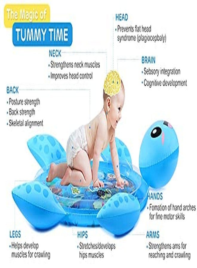 OANGO بساط لعب مائي للأطفال من أوانجو، على شكل سلحفاة، قابل للنفخ، مقاوم للتسرب، مركز أنشطة ممتع، بساط لعب مائي داخلي وخارجي للأطفال، ألوان متنوعة - Image 5