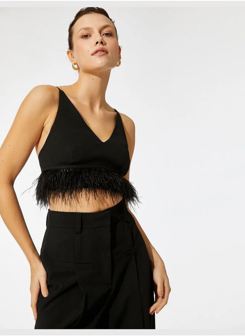 كوتون Feather Detail Crop Tanktop