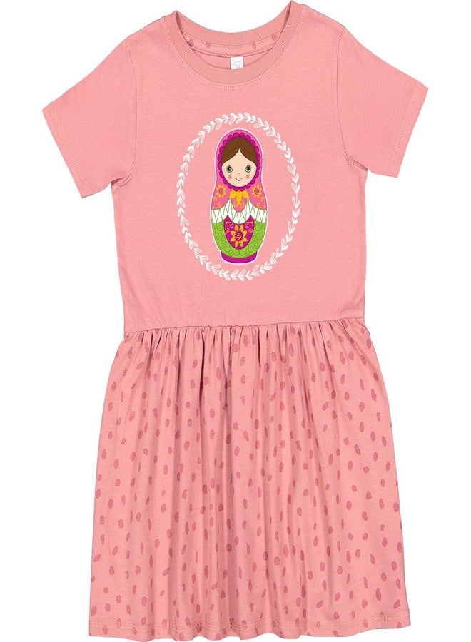 inktastic Matryoshka Russian Cute Pink Nesting Doll Toddler Dress 5-6 Mauve with Speckles 33cac - Image 1